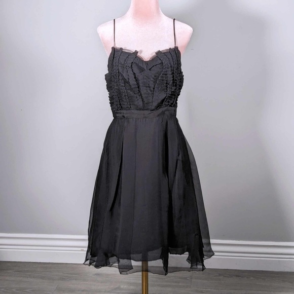 NWT Leon Max | Black Pleated Silk Sleeveless Dress - sz 8 - Picture 9 of 10